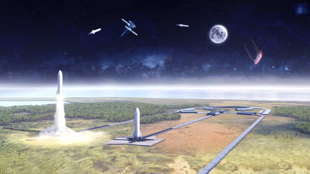 Concept de lanceur mono-étage à l'étude dans le cadre de l'étude Ariane Ultimate du Cnes. © Cnes
