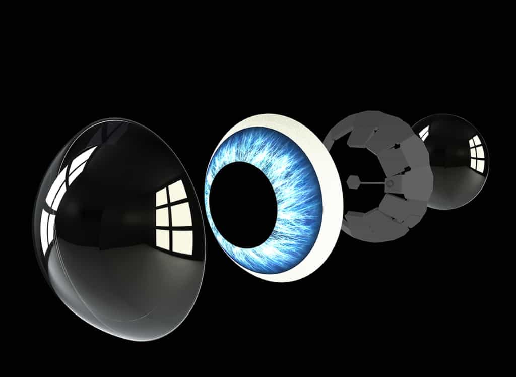 La lentille de contact permet de suivre le regard et d’afficher les informations en réalité augmentée. © Mojo Vision