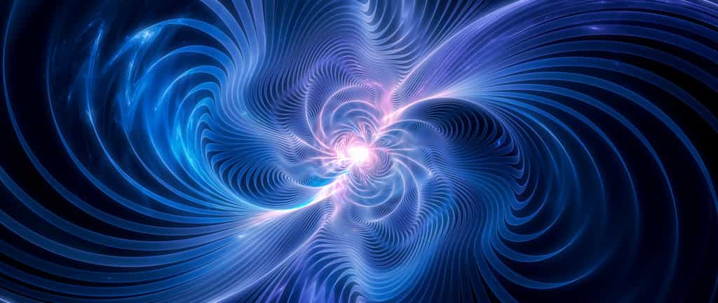 Une vue d'artiste des ondes gravitationnelles. © akkmesterke, Adobe Stock