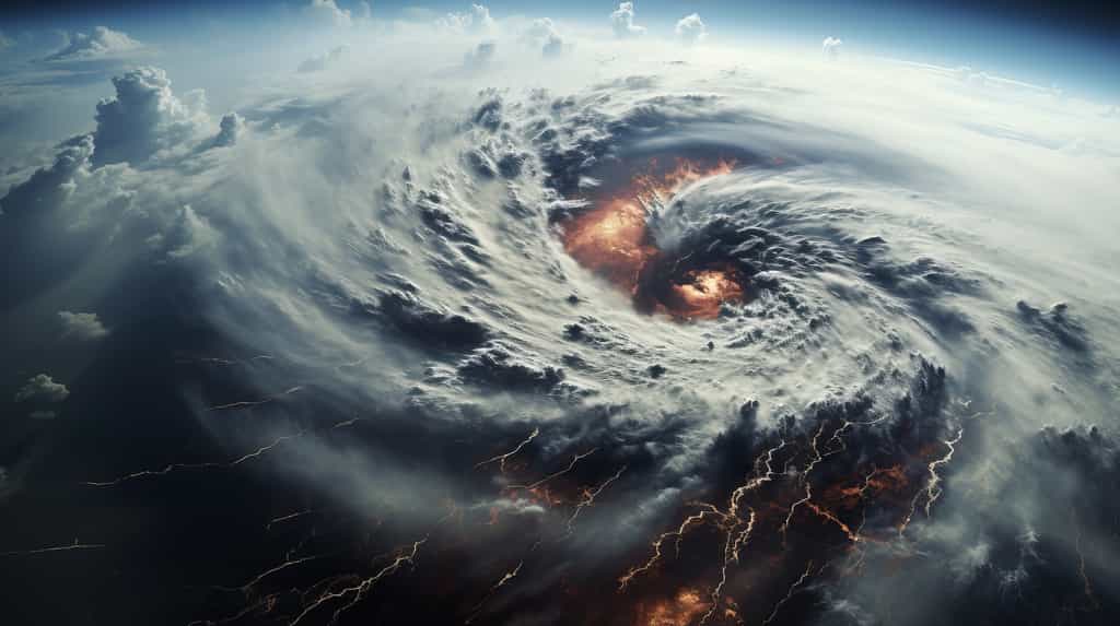 Illustration générée par une IA d'un ouragan. © senadesign, Adobe Stock