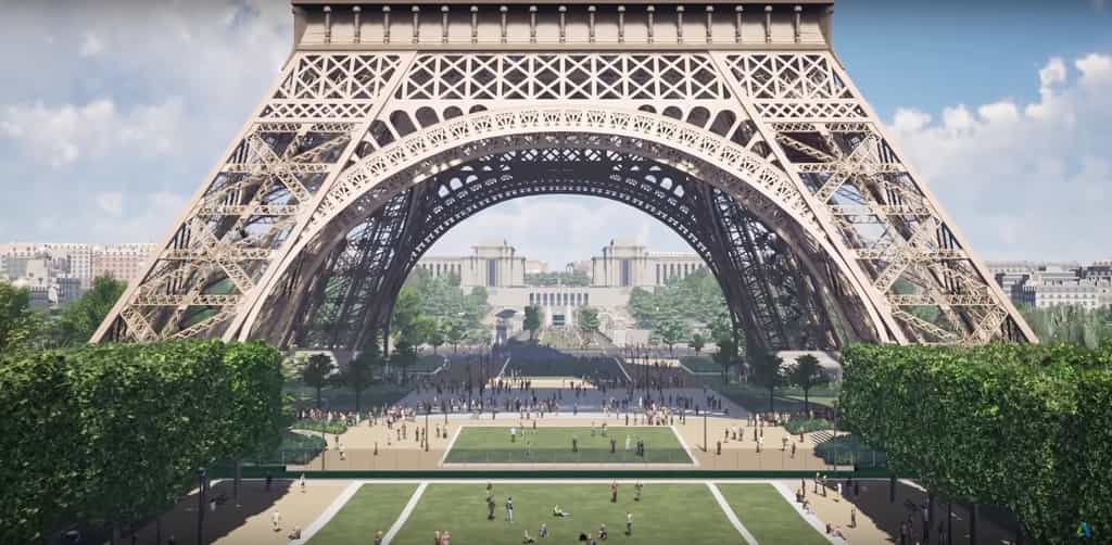 Un vaste projet de réaménagement transformera le passage du Trocadéro à la Tour Eiffel en parc d'ici 2024. © Autodesk, Design Team, Ville de Paris, WSP