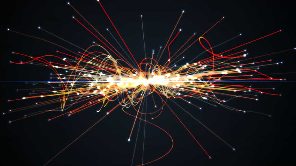 Illustration de collision de particules au LHC. © vchalup, Adobe Stock