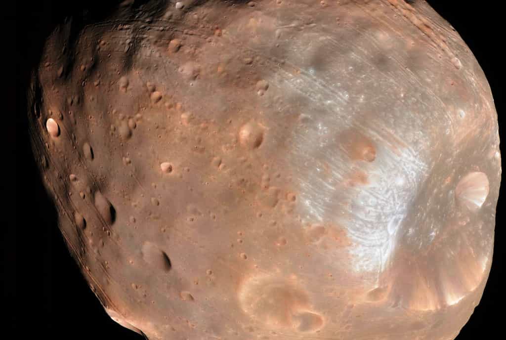 La surface de Phobos, une des lunes de Mars. © Nasa, JPL-Caltech, University of Arizona