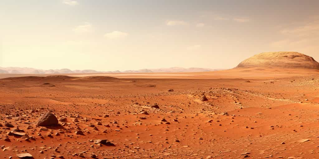 De nouvelles données obtenues par le rover Zhurong témoignent d'un bouleversement climatique à la surface de Mars. (Image générée par une IA.) © Graphic Warrior, Adobe Stock