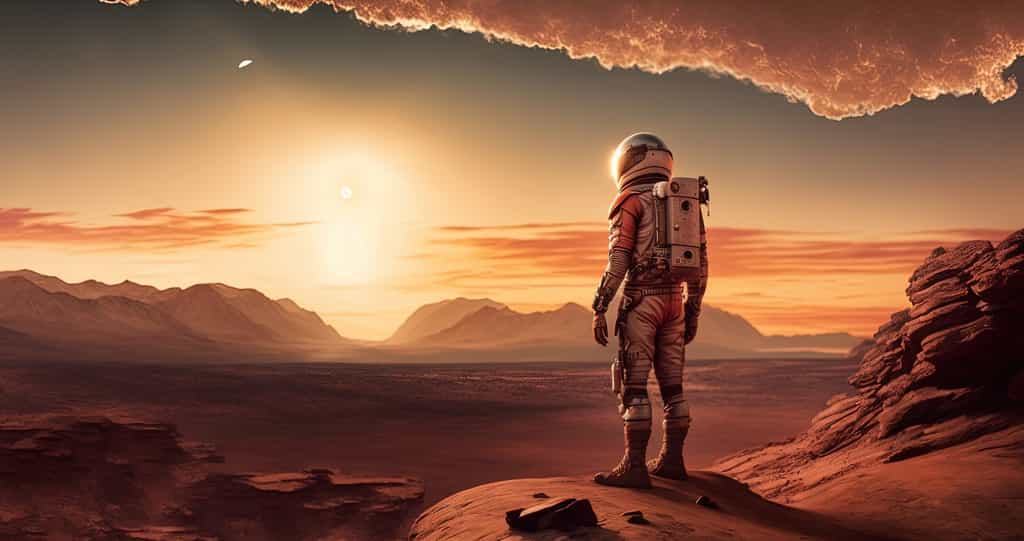 Des chercheurs de la Nasa ont développé une carte interactive qui permet à chacun de se promener à la surface de la planète Mars. Image générée par une IA. © slebor, Adobe Stock