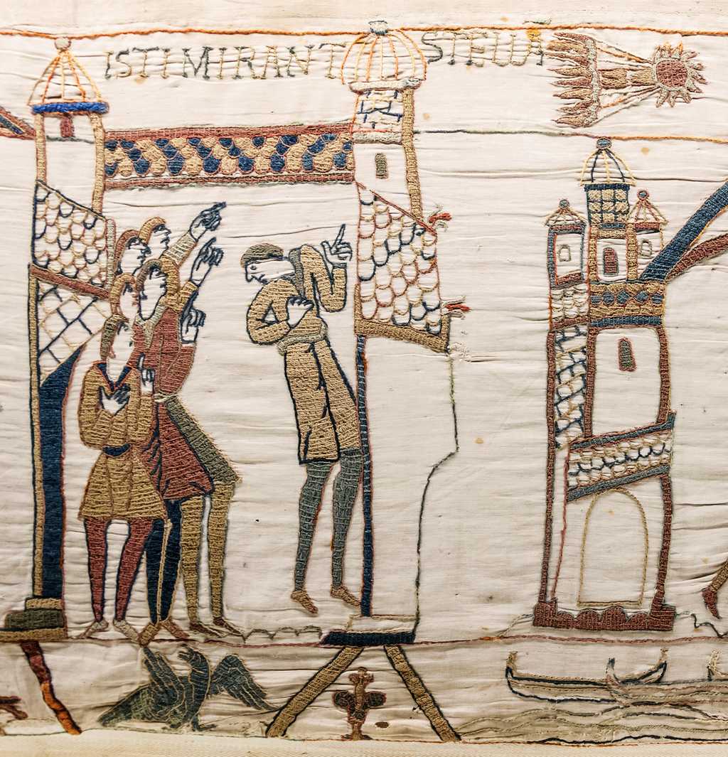 La tapisserie de Bayeux illustre quelques événements inattendus, comme le passage de la comète de Halley en 1066. © Myrabella, Wikimedia Commons, DP