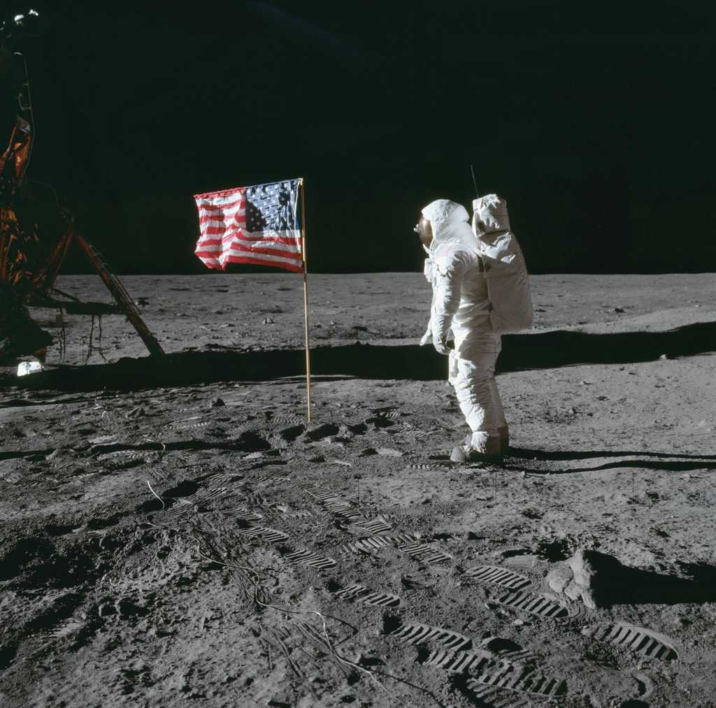 Le 20 juillet 1969, l'astronaute d'Apollo 11 Edwin Buzz Aldrin est le deuxième homme à marcher sur la Lune. © Nasa