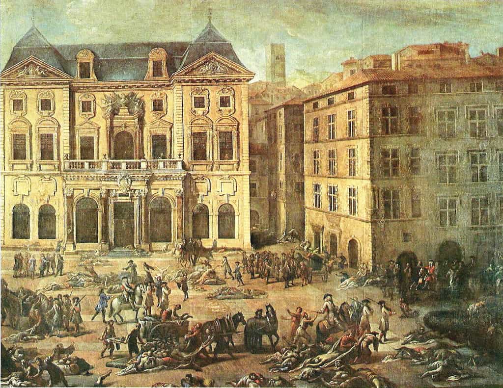 Tableau de Michel Serre représentant l'hôtel de ville de Marseille pendant la peste de 1720. © Robert Valette, Wikipedia