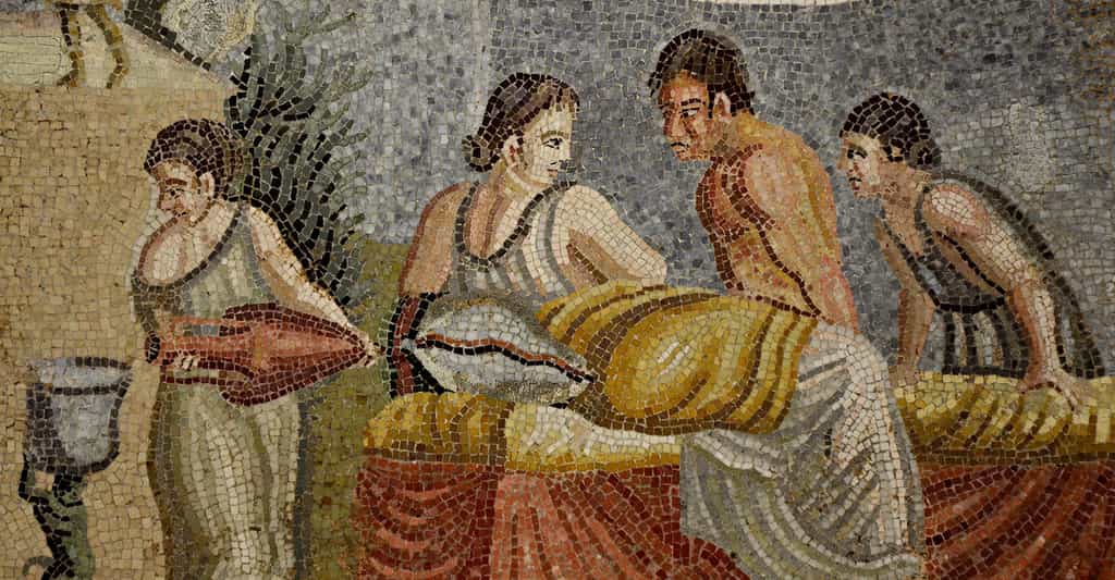 Mosaïque représentant une scène intime entre une jeune femme et un homme au torse nu, 2e siècle après J.-C. © Carole Raddato, Wikimedia Commons, CC by-sa 2.0