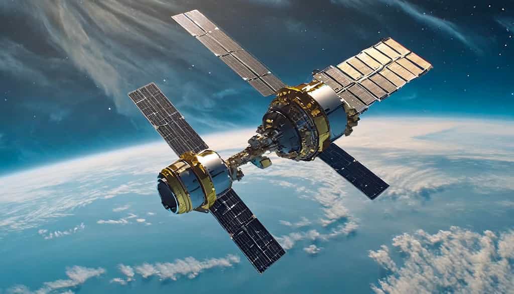Astrocal US développe le ravitailleur spatial APS-R pour la Force spatiale des États-Unis. Ce satellite doit être livré en 2026 avec vraisemblablement un premier essai orbital en 2028, voire 2027. © Adobe Firefly 