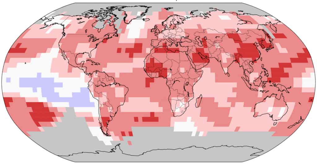 Les données de la Nasa et celles de la NOAA viennent confirmer celles du service Copernicus de surveillance de l’atmosphère dans le cadre du changement climatique (C3S). Le réchauffement climatique se poursuit avec une année 2021 encore parmi les plus chaudes jamais enregistrées. © NOAA