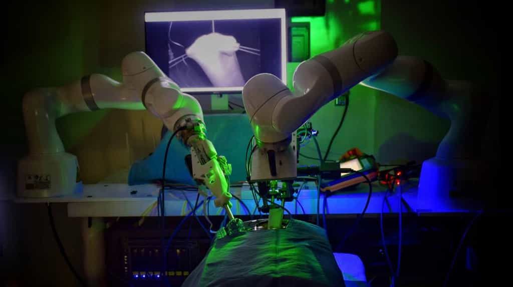 Ce robot a réussi à joindre deux morceaux d’intestin sans être guidé par un humain. © Université Johns-Hopkins