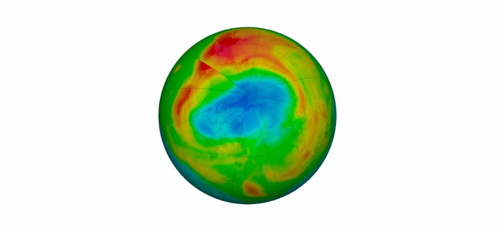 Les observations de l'hiver 2020 ont montré une diminution significative du contenu en ozone de la stratosphère durant plusieurs semaines, sur une large zone autour du Pôle Nord. Mais le trou s'est refermé à la fin du mois d'avril. Il aurait été dû à des températures trop élevées quelques semaines plus tôt à la surface du Pacifique nord. © Nasa Ozone watch