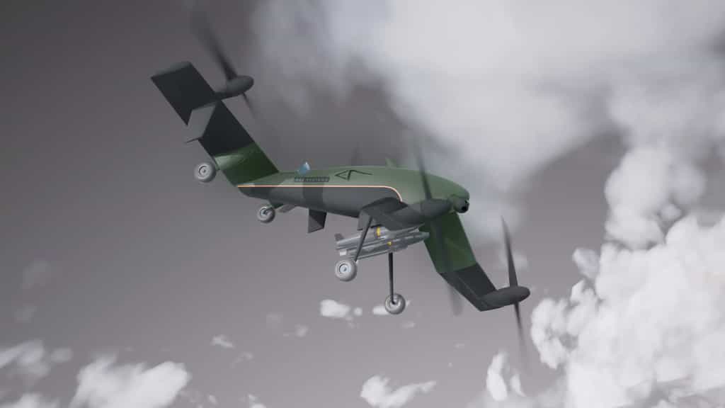Le drone se positionne à la verticale pour décoller. © BAE