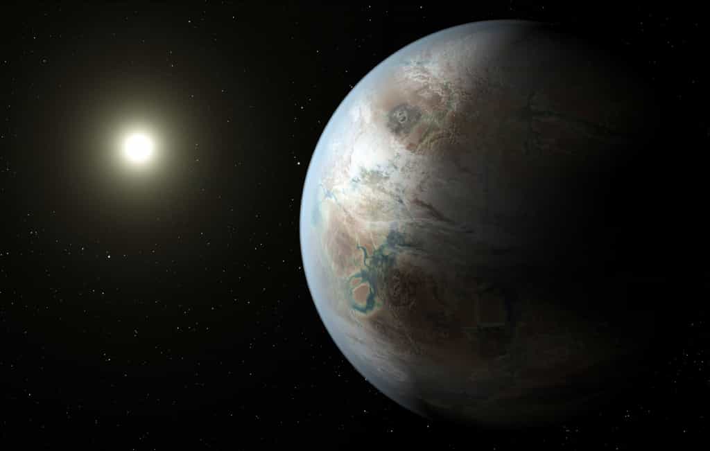 À quoi ressemblent les trois superterres découvertes par Kepler autour de l’étoile GJ 9827 ? Ici, une illustration de Kepler-452b, à 1.400 années-lumière de la Terre. © Nasa, JPL-Caltech, T. Pyle