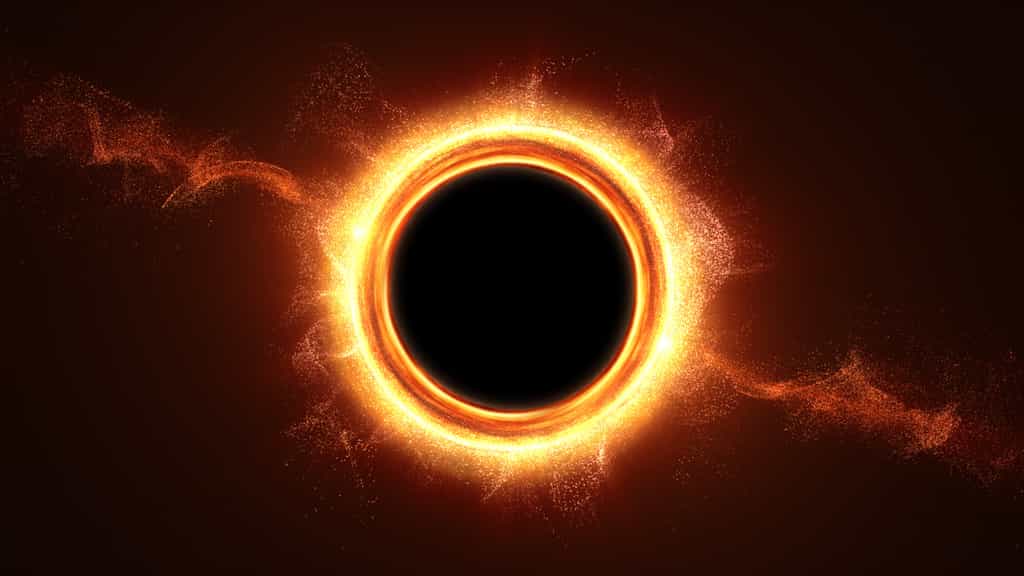 Une vue d'artiste d'un trou noir avalant la matière provenant d'une étoile qu'il vient de détruire par ses forces de marée. © Kittiphat, Adobe Stock
