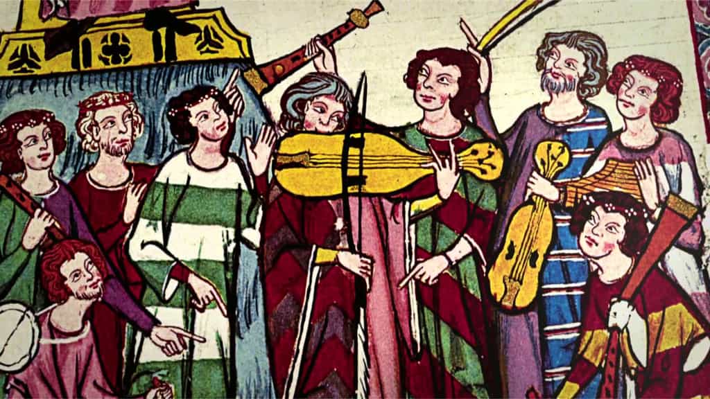 Les troubadours du Moyen Âge étaient aussi bien poètes que musiciens. Image extraite de la vidéo Troubadours, trouvères et jongleurs. © Éditions Ouest-France