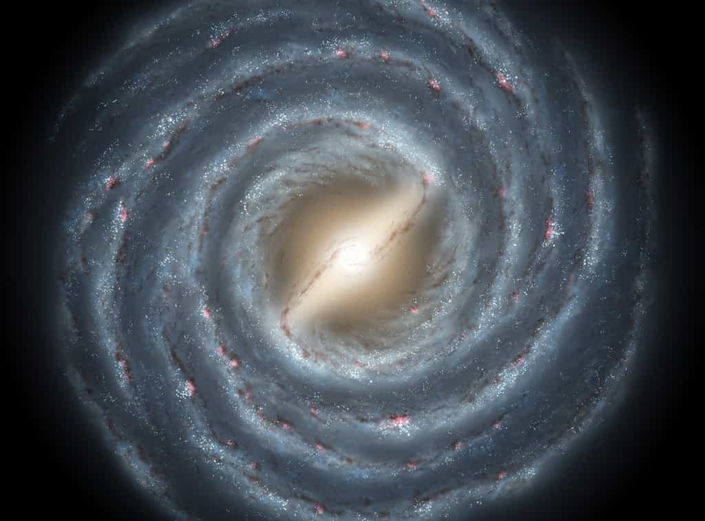 Une vue d'artiste de notre Galaxie, la Voie lactée, une spirale barrée. © Nasa