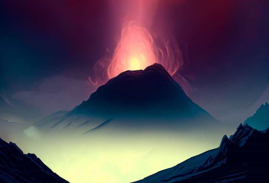 Image d'un volcan sous-marin en activité générée par une IA. © X. Demeersman, Bing Image Creator