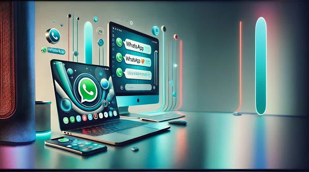 WhatsApp sur smartphone, sur PC et sur Mac. © D. Ichbiah avec Dall.e 3 et Fotor.com 