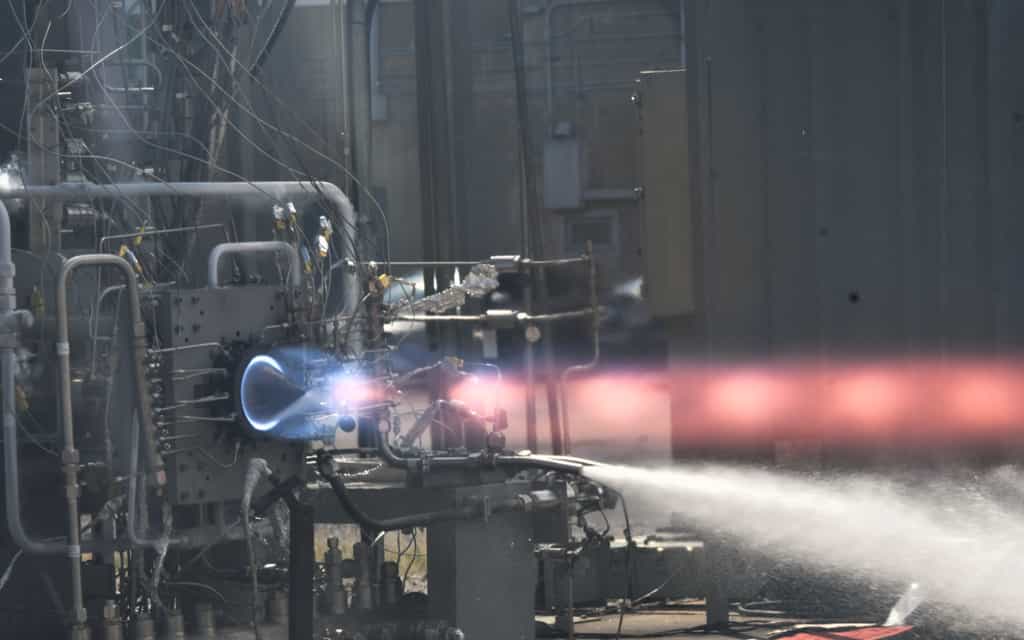 Mise à feu du prototype de moteur RDE à Huntsville, Alabama. © Nasa