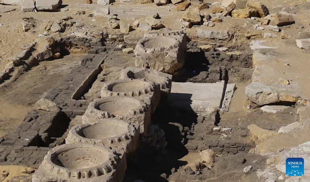 Les restes d'un temple dédié au soleil ont été mis au jour au sud du Caire. © Egyptian Ministry of Tourism and Antiquities