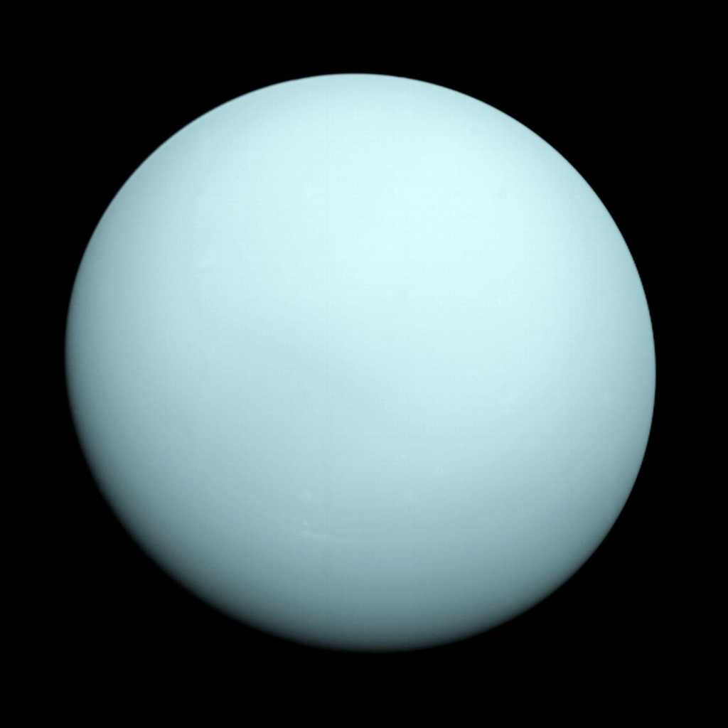 Uranus, distante en moyenne de 2,8 milliards de km du Soleil (19 UA), imagée de près par la sonde Voyager 2 en 1986. © Nasa, JPL-Caltech