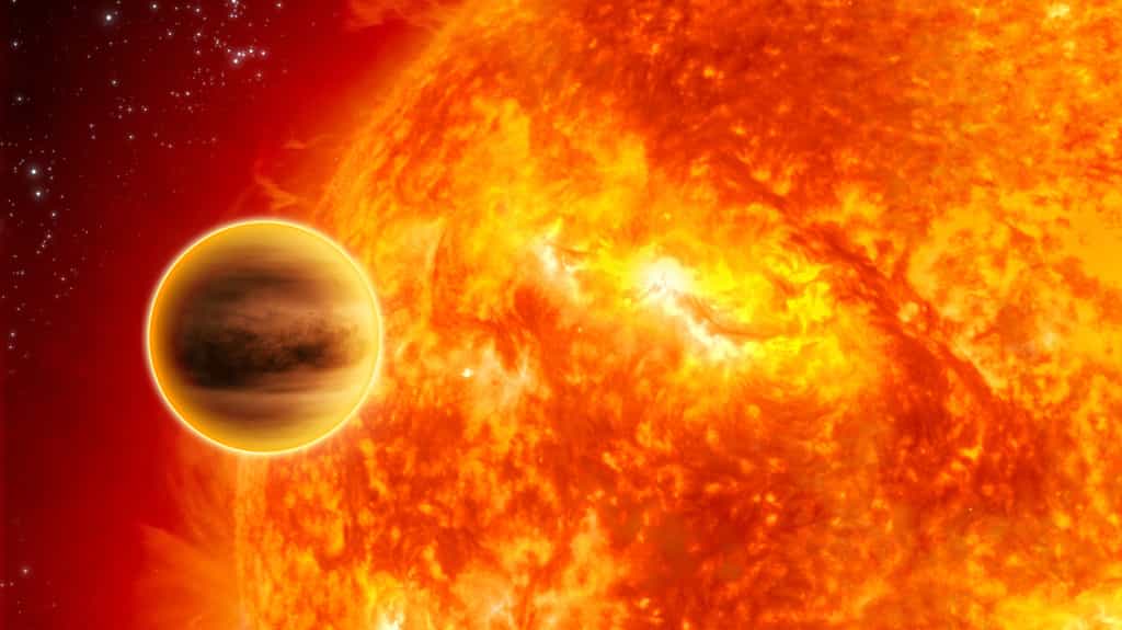 Illustration de 51 Pegasi b, la première exoplanète découverte. Deux fois moins massive que notre Jupiter, elle gravite en seulement 4,2 jours autour de son étoile qui ressemble au Soleil. Un monde surprenant, tout comme les 2.000 autres d’ores et déjà découverts. © Nasa, JPL-Caltech