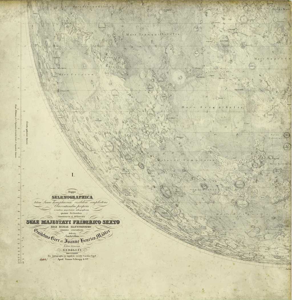 Mappa Selenographica de Beer et von Mädler (1837). © Wilhelm Beer and Johann Heinrich von Mädler, Wikimedia Commons, domaine public
