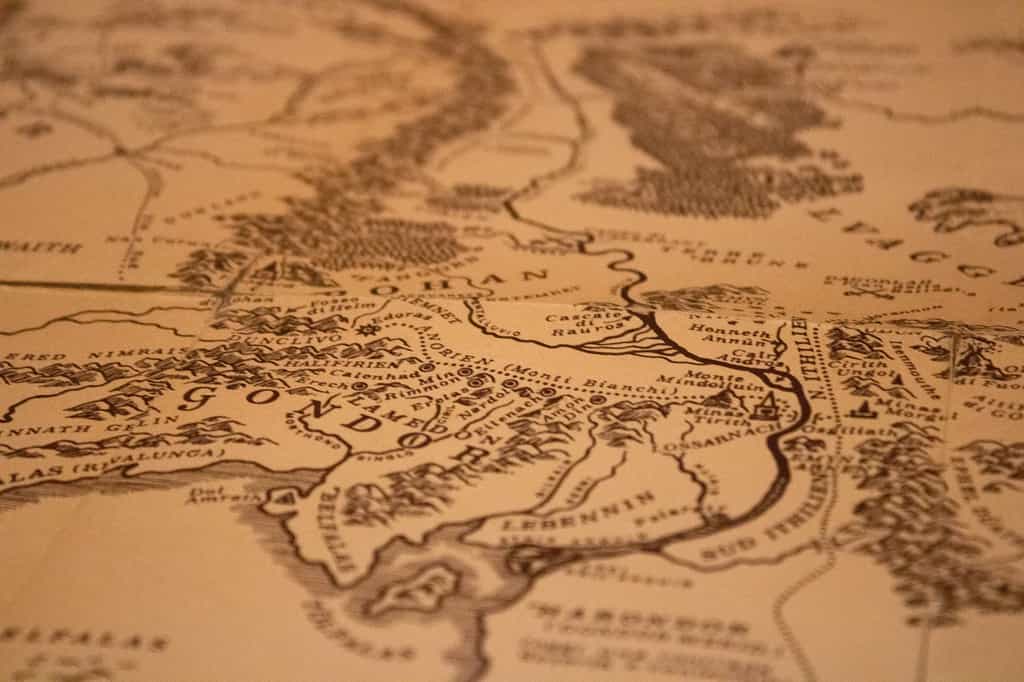 La carte de la Terre du Milieu, monde imaginaire créé par JRR Tolkien. © marcoianna3, Pixabay