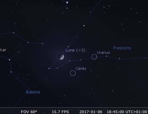 La Lune en rapprochement avec Cérès et Uranus