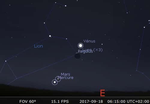 La Lune en rapprochement avec Vénus et Régulus