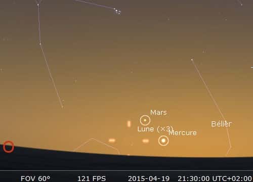 La Lune en rapprochement avec Mars et Mercure