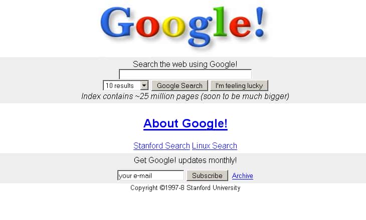 Voilà à quoi ressemblait Google en 1997 © larry-serguei-et-moi.blogspot.com