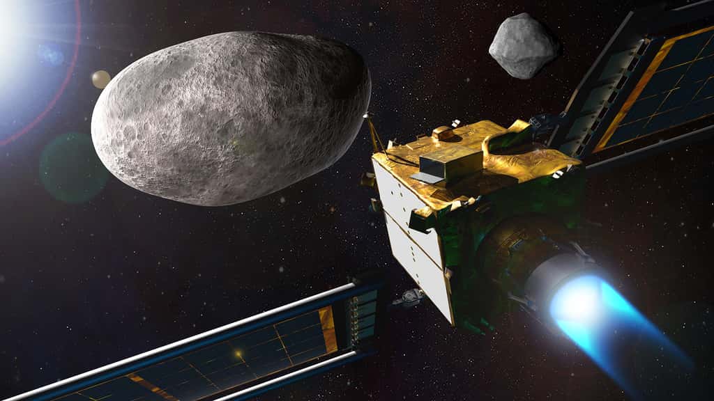 Représentation de la sonde Dart, qui déviera l'astéroïde Dimorphos en septembre 2022. © Nasa, John Hopkins 
