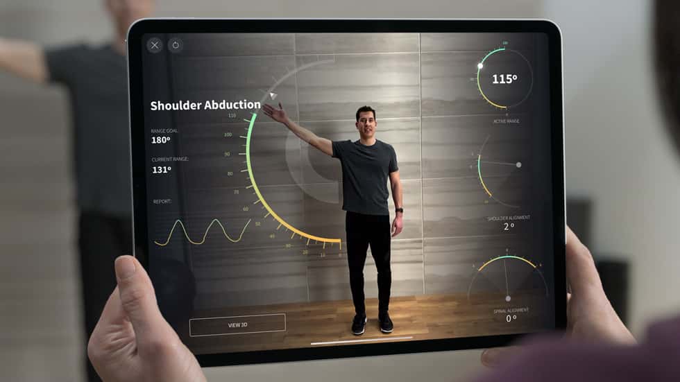 Présent sur l'iPad Pro, le Lidar permet de mesurer instantanément la taille d'une personne. © Apple 