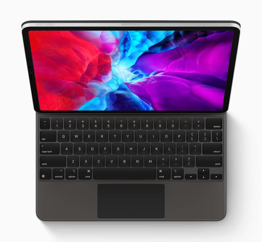 Avec un clavier doté d'un touchpad, l'iPad Pro se transforme en véritable ordinateur. © Apple