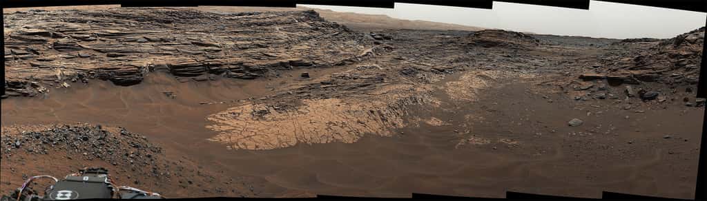 Si de nombreux paysages martiens, comme ici <em>Marias Pass</em> étudié par Curiosity, laissent à penser que de l'eau a coulé et qu'une forme de vie a pu émerger, découvrir des micro-organismes fossilisés ou actifs ne sera pas une mince affaire. © Nasa, JPL-Caltech