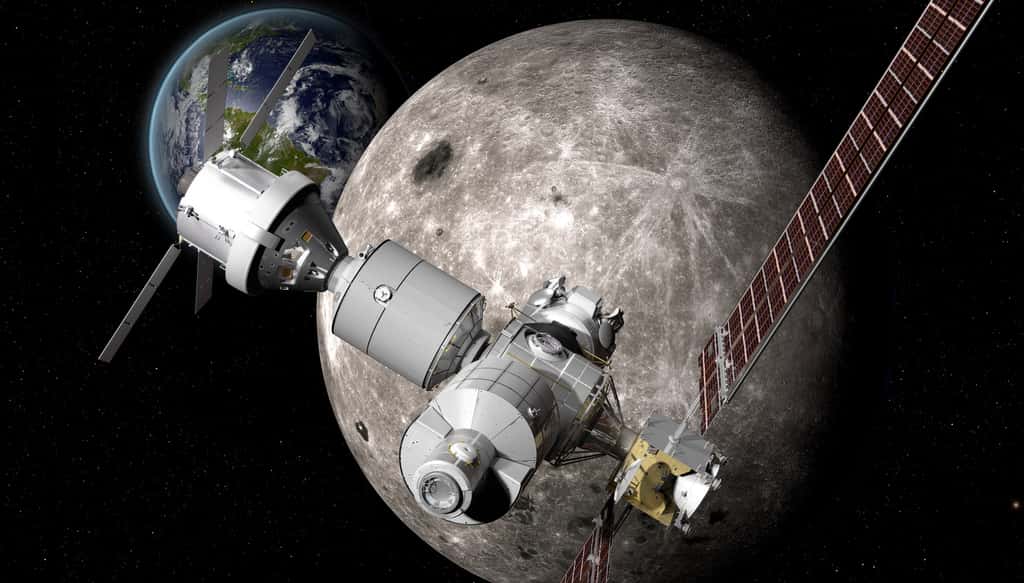 Concept proposé par Boeing d'un poste avancé à proximité de la Lune. © Nasa, Boeing