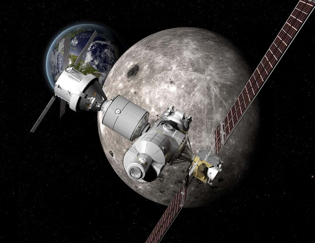 Concept américain d'un Deep Space Gateway à proximité de la Lune. © Nasa, Boeing