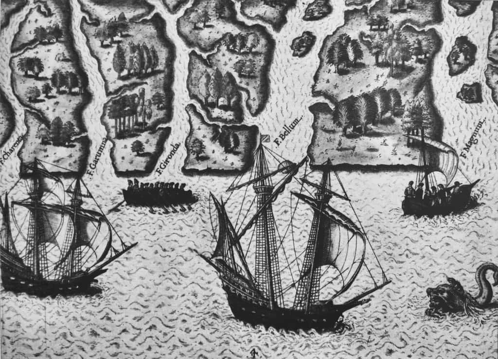Exploration de la Floride par Ribaut et Laudonnière, 1564. Tableau de Le Moyne de Morgues. © <em>Wikimedia Commons</em>, domaine public