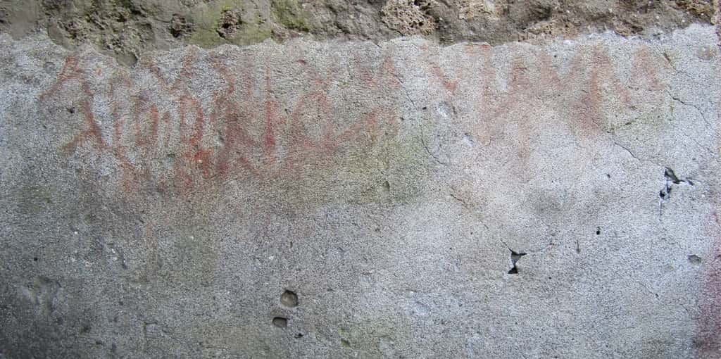 L'inscription électorale, partiellement effacée, a cependant été décryptée par les archéologues. © Parc archéologique de Pompéi