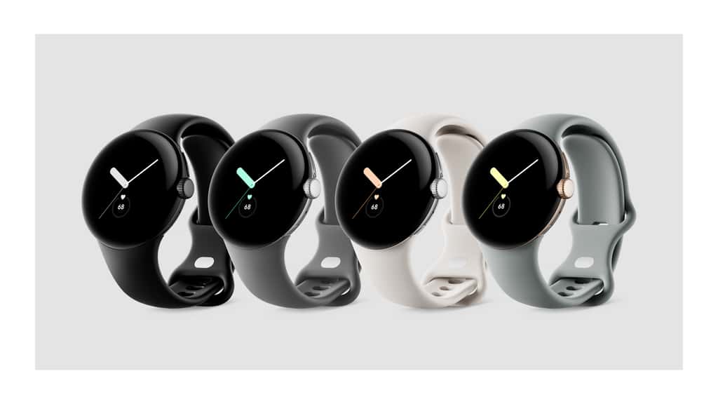 En France, la Pixel Watch est disponible en deux coloris de boitier : argent et noir mat. © Google