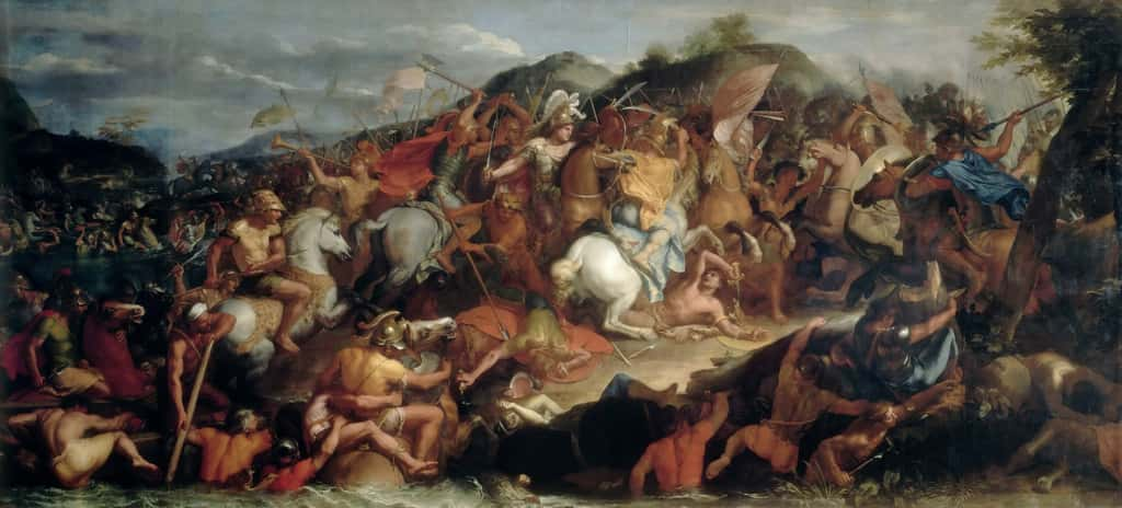 Le franchissement du fleuve Granique par les troupes macédoniennes est ici représenté par Charles Le Brun en 1665. © Charles Le Brun, Musée du Louvre