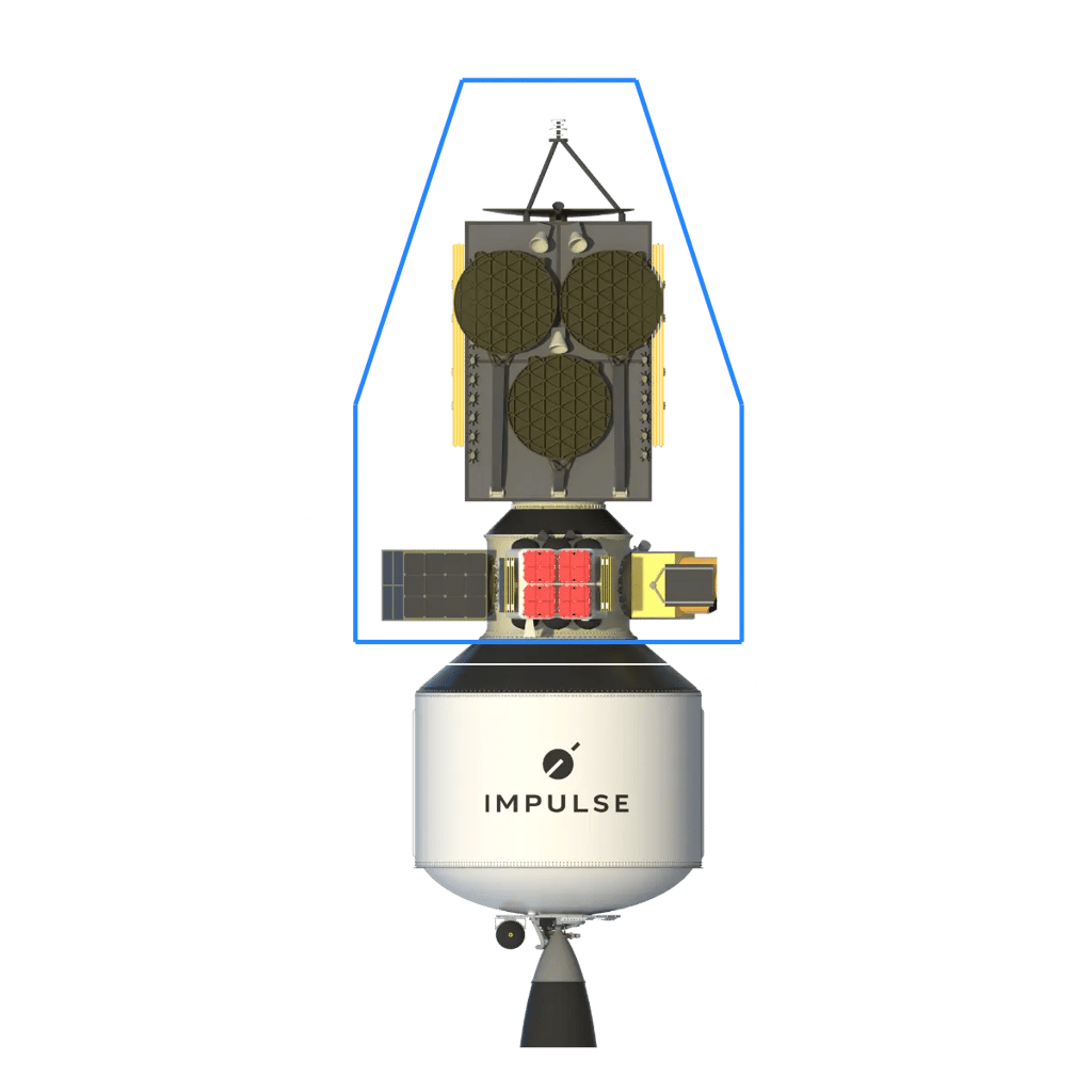 Plan du <em>kick stage</em> Helios, capable de déposer directement en orbite géostationnaire un satellite de 4 000 kilos en décollant avec une Falcon 9 réutilisable. © Impulse Space