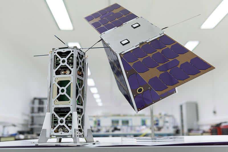 Prototype du nanosatellite Angels, du Cnes, sur lequel s'appuieront Thales Alenia Space et ses partenaires pour réaliser les satellites de la constellation Kinéis. © Kinéis