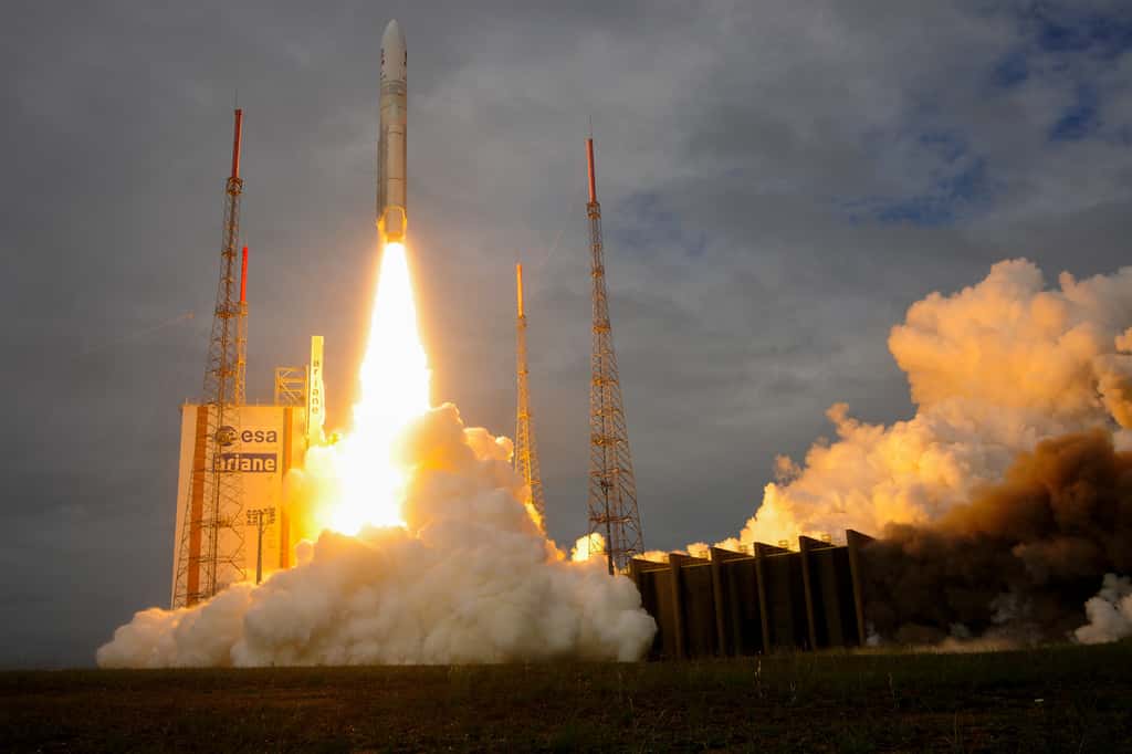 Décollage d'Ariane 5 pour le lancement de Juice en avril dernier. © Cnes, ESA, Arianespace, Optique Vidéo CSG, S. Corvaja