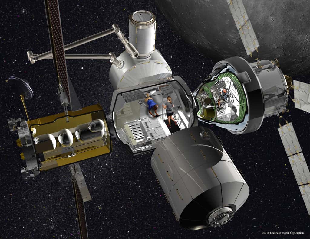 Concept de poste avancé lunaire, étudié par Lockheed Martin et Thales Alenia Space. © Lockheed Martin