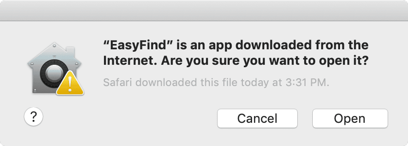 Voici le type de message qui s'affiche lorsque macOS a des doutes sur un programme téléchargé. © Malwarebytes