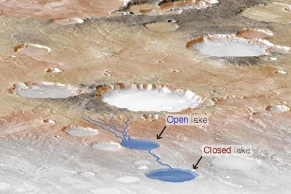 L'étude des lacs à la surface de Mars a permis d'offrir une première estimation du volume de précipitations connues par la planète, il y a plusieurs milliards d'années. © Université du Texas à Austin